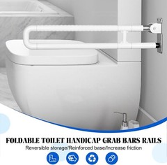 Toilet Bathroom 24 Inch Flip Up Grab Bars Handicap Rail Without Support Rod