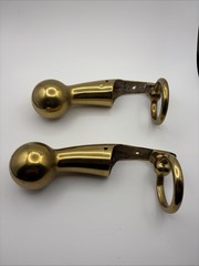 Vintage Horse Hames 6.5” Heavy Solid Brass Ball End w/ Ring Set of 2