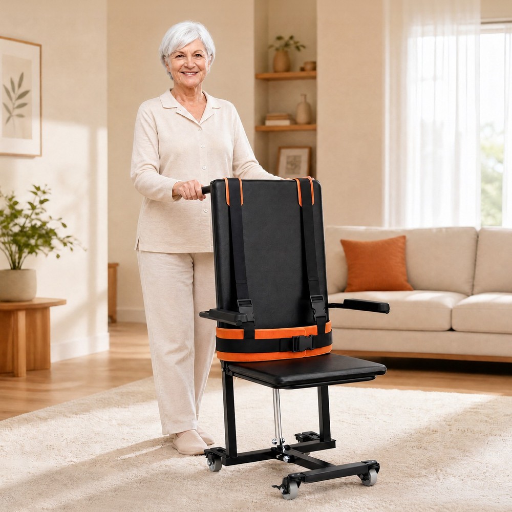 Movable Electric Floor Lift Chair Floor Aid Floor Lift for Adults 4 Wheels 440LB