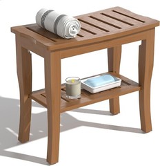 Water-Resistant Waterproof Bamboo Shower Bench – Versatile – 18.9″x18.11″x9.96″