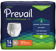 Prevail Protective Underwear X-L 58-68in #PV-514 Bag of 14