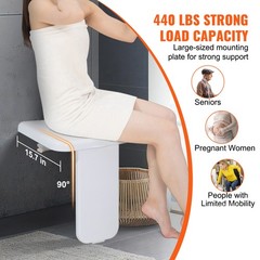 Uimoso Wall-Mounted Folding ABS Shower Seat, 15.7“ x 16.7“, Supports 440 lbs