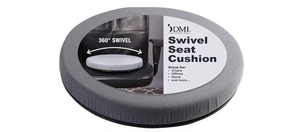 HealthSmart 360 Degree Swivel Seat Cushion, Chair Assist 15 Diameter, Gray