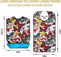 Large 3 Pack Washable Adult Bibs with Adjustable Snap & Crumb Catcher Features
