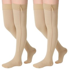 2 Pairs Thigh High Compression Socks 20-30 mmHg Closed Toe Support Stockings – X