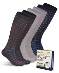 Bamboo Viscose Light Large Colorful Stripes (Navy/Dark Grey/Light Grey)