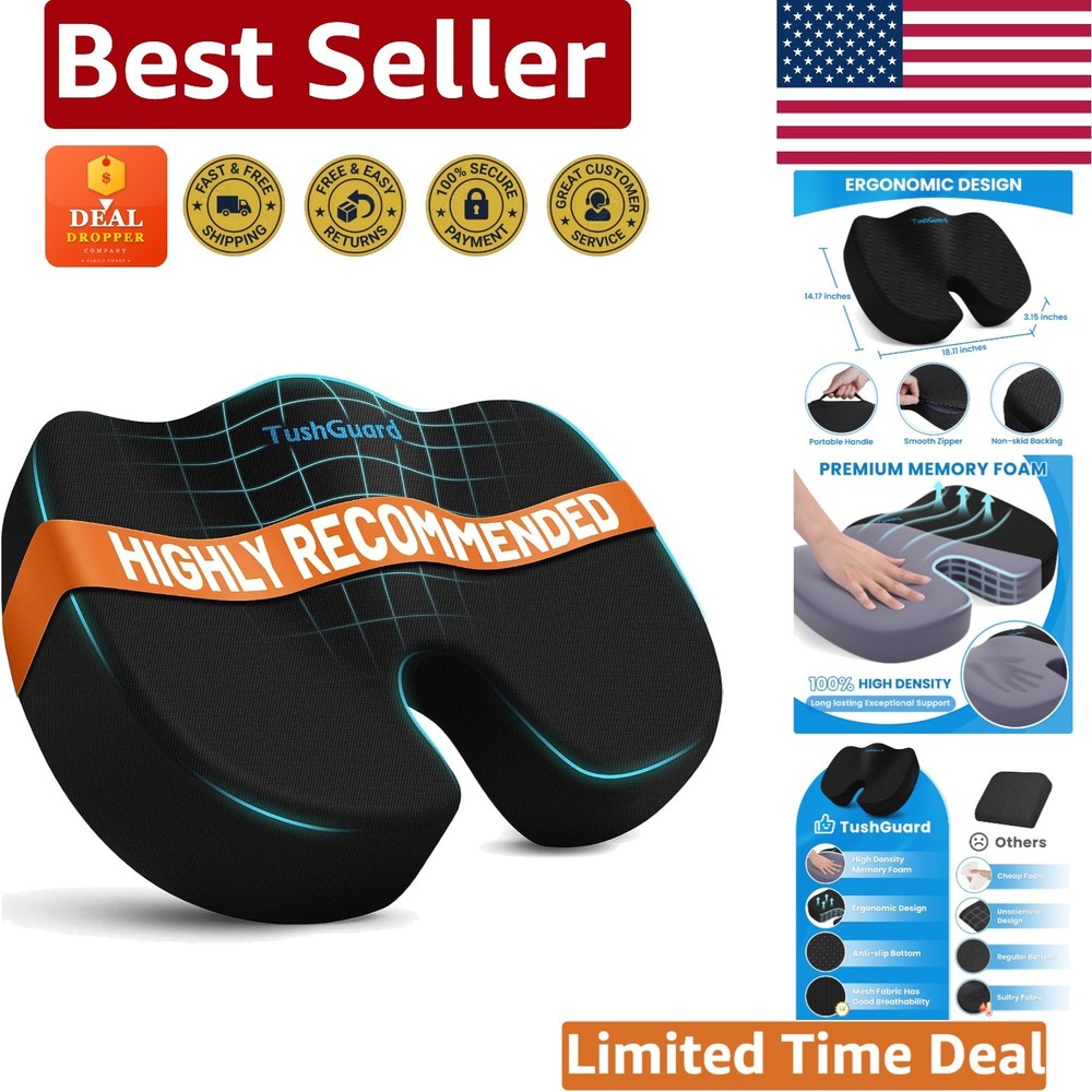 Portable Non-Slip Butt Pillow – Machine Washable Memory Foam Cushion for Comfort