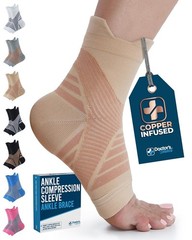 Copper Ankle Compression Sleeve for Pain Relief – Open-Toe Design – Medium Size