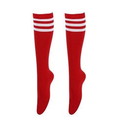 Womens Stripes Knee High Tube Socks Casual Athletic Sport Socks One Size Red