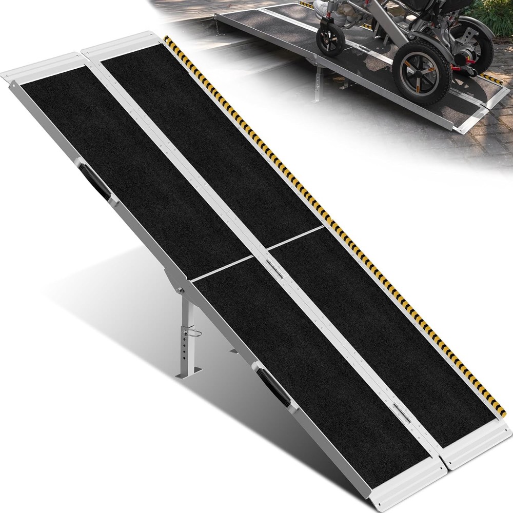 6ft Wheelchair Ramp w/ 4 Support Legs Mobility Scooter Threshold Ramp for Stairs