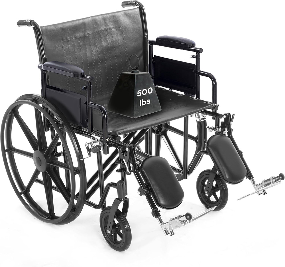Heavy Duty Bariatric Wheelchair – 500Lb Capacity, Adjustable, Foldable, 22″ Seat