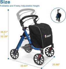 FlyingJoy Rollator Walker-4-Wheels Trolley for Elderly & Shopping Up to 300 LBS