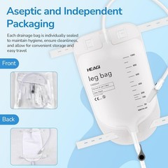 3 Pack Catheter Bags, 1000mL/33.8oz, Easy-Tap Leg Bag Urinary Drainage Bag, Anti