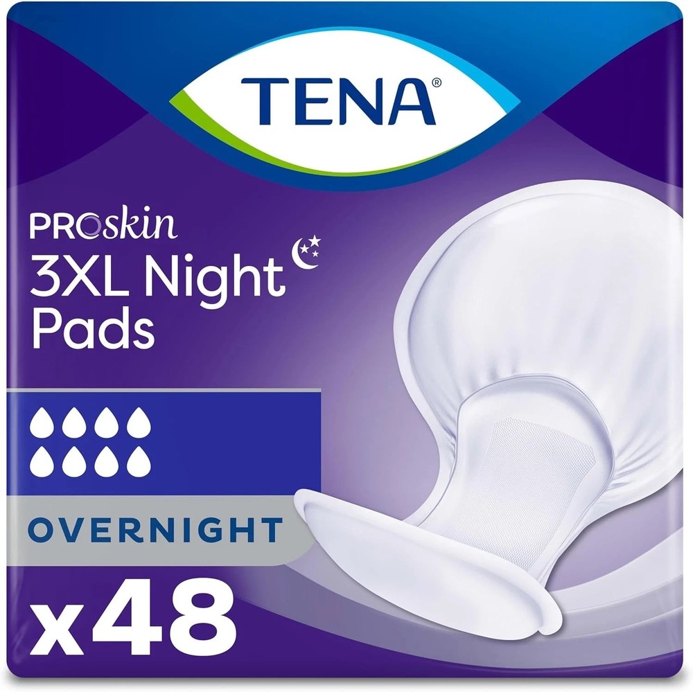 TENA Overnight 3XL Incontinence Pads 48 Ct – New In Packaging