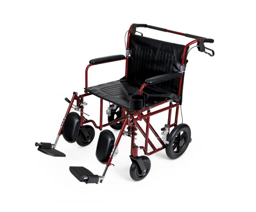 Medline Freedom Plus Lightweight Bariatric Transport Chair Red 400 lb Cap Each 1