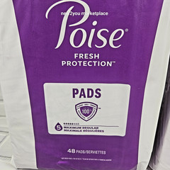 Poise Maximum regular Absorbency Incontinence Pads long 5-drop 96 count