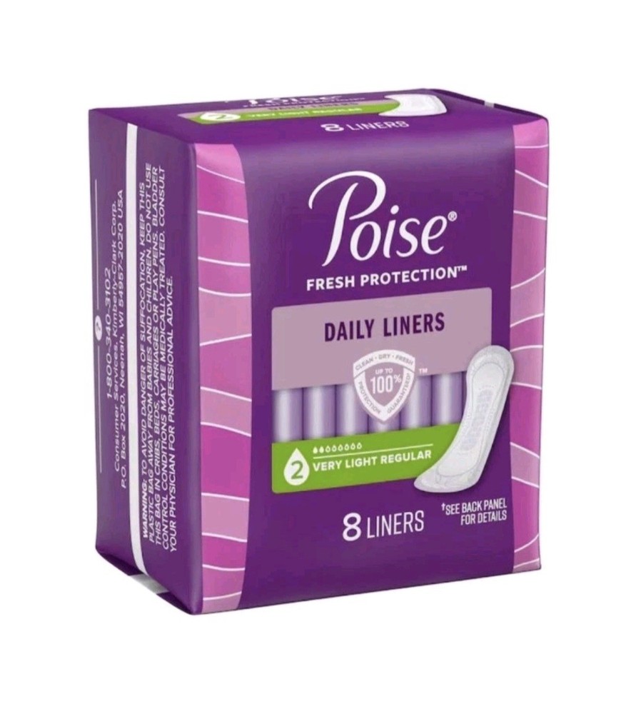 💜 POISE 💜 FRESH PROTECTION ●DAILY LINERS● (8-COUNT) 2💧 Very Light Regular.