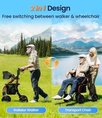 Walkers for Seniors Z59, 2 in 1 Walker Wheelchair Combo, 400 LBS Weight Capacity