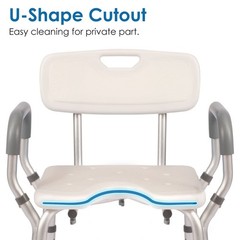 Heavy Duty Shower Chair with Arms & Back, 330lbs Capacity, Tool-Free Assembly, C