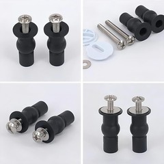 Universal 2PCS Toilet Seat Hinges Screws, Top Fixing 1.6, black
