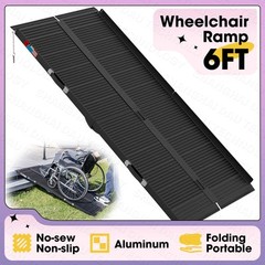 6FT Non-Skid Foldable Portable Wheelchair Ramp Scooter Mobility Aluminium 600 lb