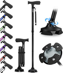 Walking Cane for Men and Women, Adjustable, Collapsible, Self-Standing with 360