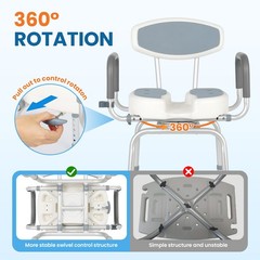 Rotating Bariatric Bath Chair Full Armrest Back Support