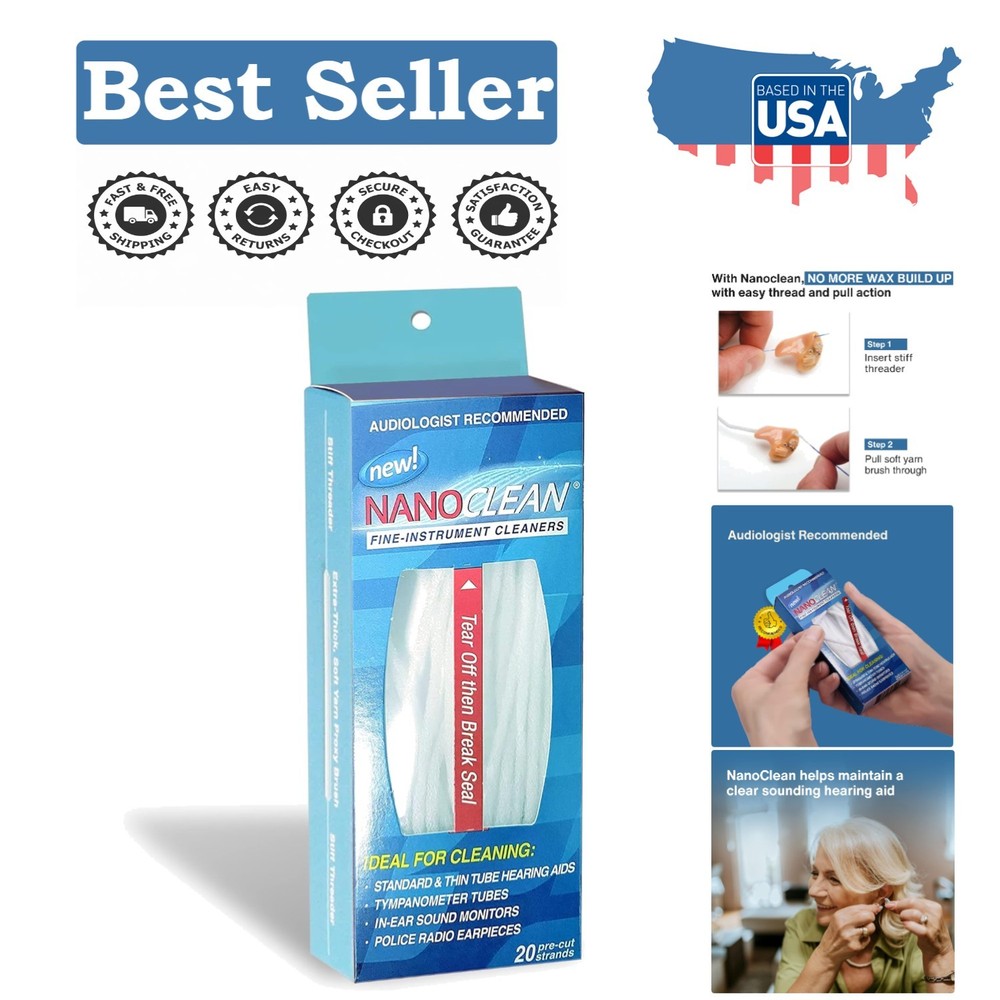20-Pack Hearing Aid Cleaning Strands – Non-Metallic & Effective Cleaner