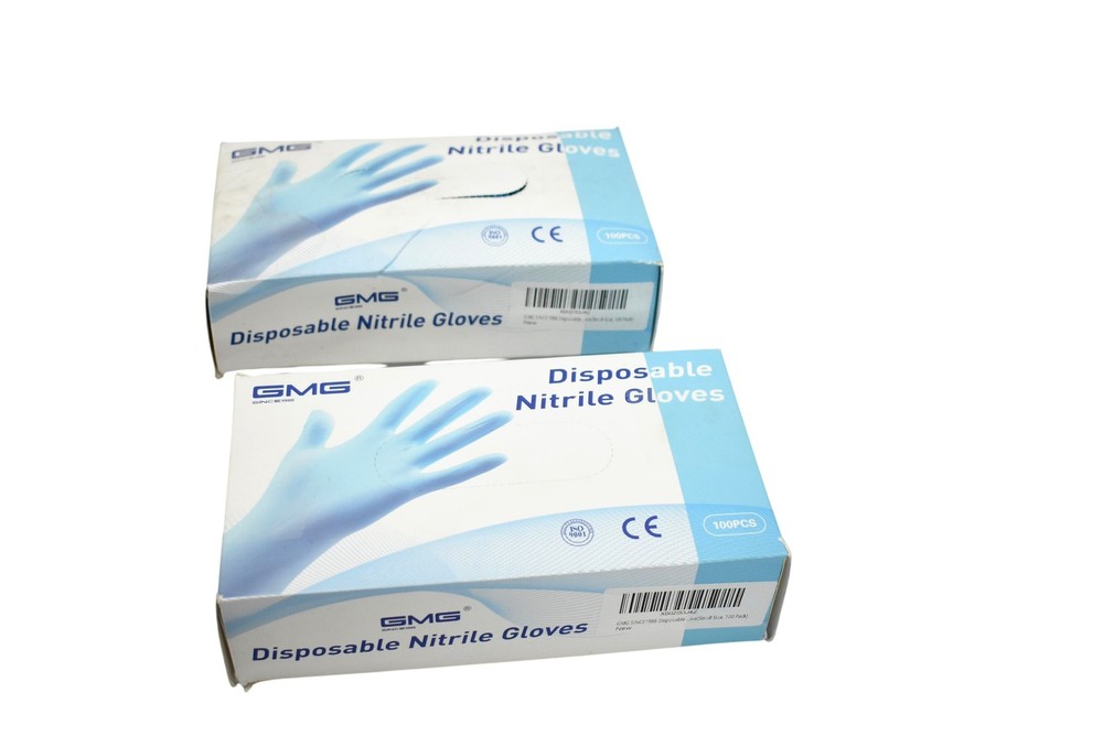 GMG Disposable Nitrile Gloves Small Size Latex-Free Blue 100 Count Lot of 2