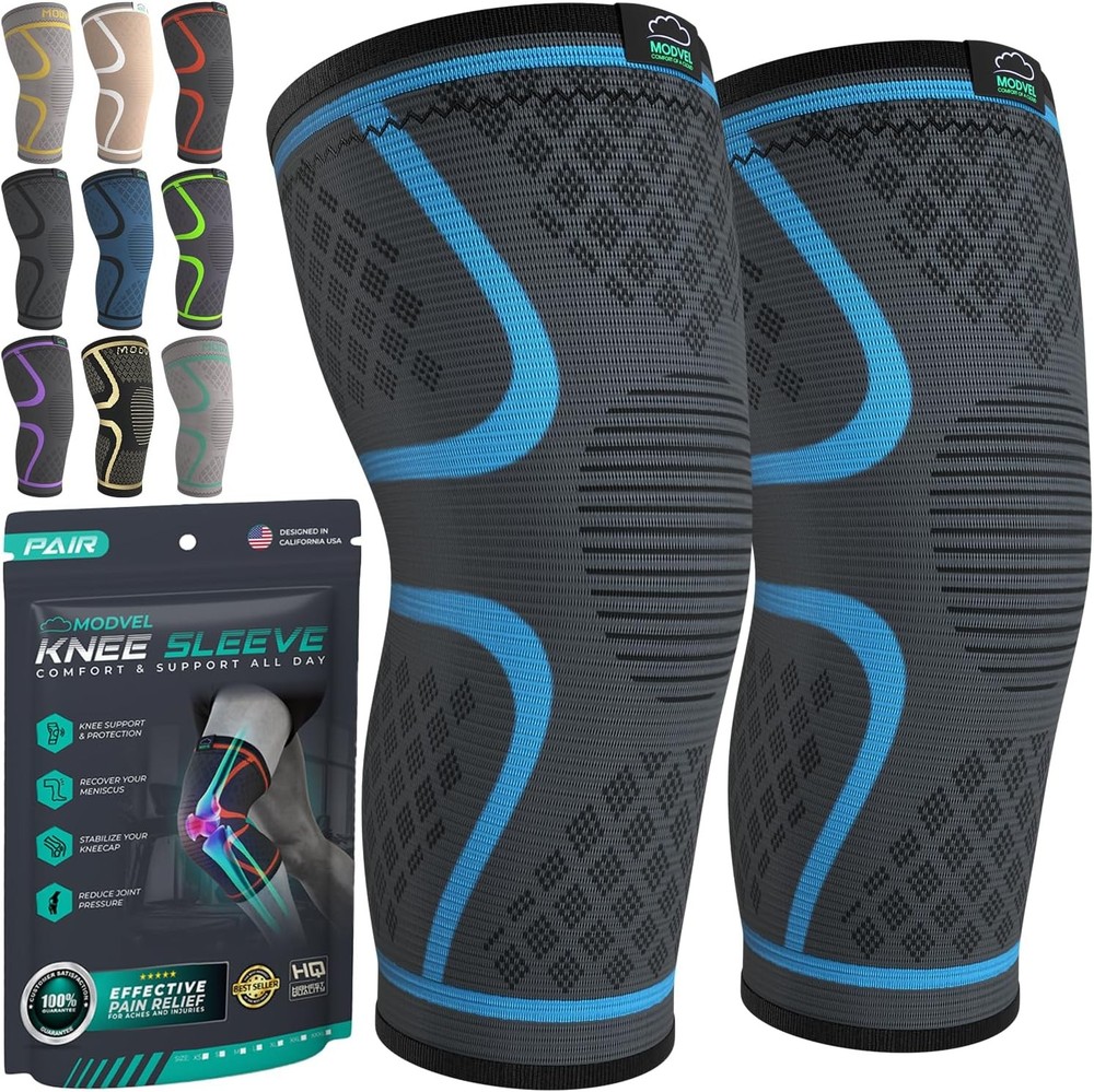 Modvel Compression Knee Brace 2-Pack Support Sleeve for Pain Relief Running