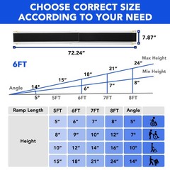 6/8 ft Telescoping Adjustable Aluminum Wheelchair Ramps ,Portable ,600LBS 1 Pair
