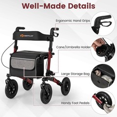 Walker for Seniors Folding Rollator Walker w/9″ Pneumatic Tires for All Terrain