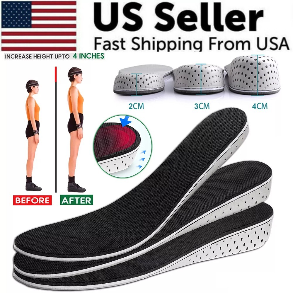 Soft Shock Absorbing Invisible Height Increase Insoles Heel Lift Shoe Inserts