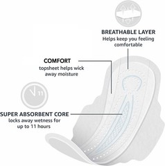 Amazon Basics Thick Maxi Pads with Wings for Periods – Extra Size 5,