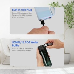 Automatic Water Cooling Seat Cushion Adjustable Speed Fan W/ 500ML Water Bottle