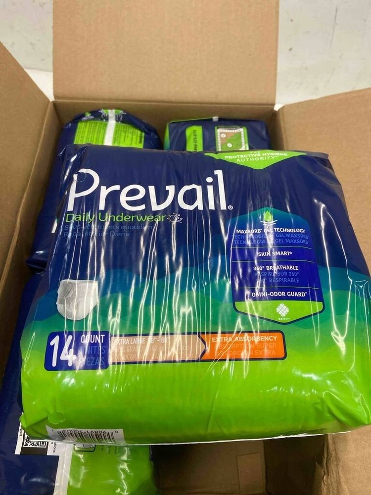 PREVAIL/Unisex Adult 4pk.XL Absorbent Underwear Pull On w/TearAwaySeams 58COUNT