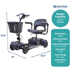 Journey Adventure Mobility Scooter, Electric Motorized Travel Scooter, Blue