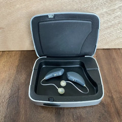 ReSound Forza 0297 Hearing Aids Pair Gray Battery Powered w/ Case