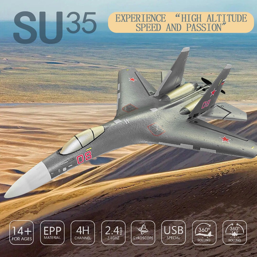 SU-35 2.4G Remote Control Plane Glider Airplane 6D LED EPP Foam RC Plane Toy