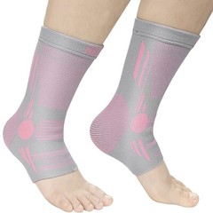 2 PACK – NEENCA Ankle Brace Compression Sleeves – Pink/Grey – Large