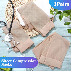 3 Pairs Sheer Compression Socks 20-30 Mmhg Knee High Compression Stockings Suppo