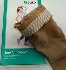 Juzo Soft Arm Sleeve, Regular, Silicone Top Band, 15-20mmHg (Size: IV) Cinnamon
