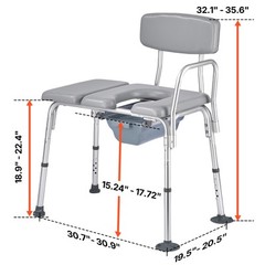 4-in-1 Bedside Commode Chair Raised Toilet Seat 500 lbs Adjustable Height