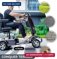 Heavy Duty Mobility Scooter 500W 450LBS 4 Wheel All Terrain 10″ Tires 20 Mile
