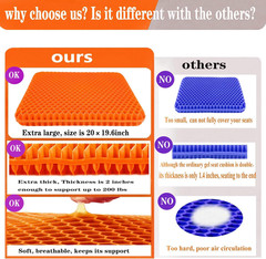 Plus Size Gel Seat Cushion for Long Sitting, Extra Large Cooling Supportive Seat