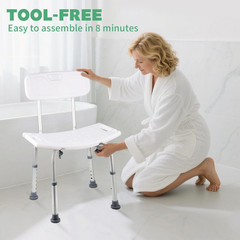 Shower Seat Bath Bench w/Back Adjustable Height 400lbs Inside Bathtub Chair