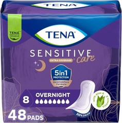 TENA Sensitive Care Overnight Incontinence Pads Extra Coverage 8 Drop