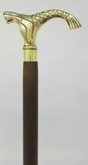 Handmade Solid Brass Mermaid Head Handle Vintage Walking Stick Wooden Cane Gift