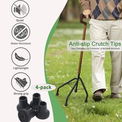 4-Pack Walking Cane Tips 1/2″, 3/4″, 7/8″ Heavy Duty Non-Slip Rubber Crutch Feet