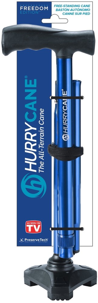 HurryCane Freedom Edition Adjustable Folding Cane Blue Mobility Aid- FREE SHIP